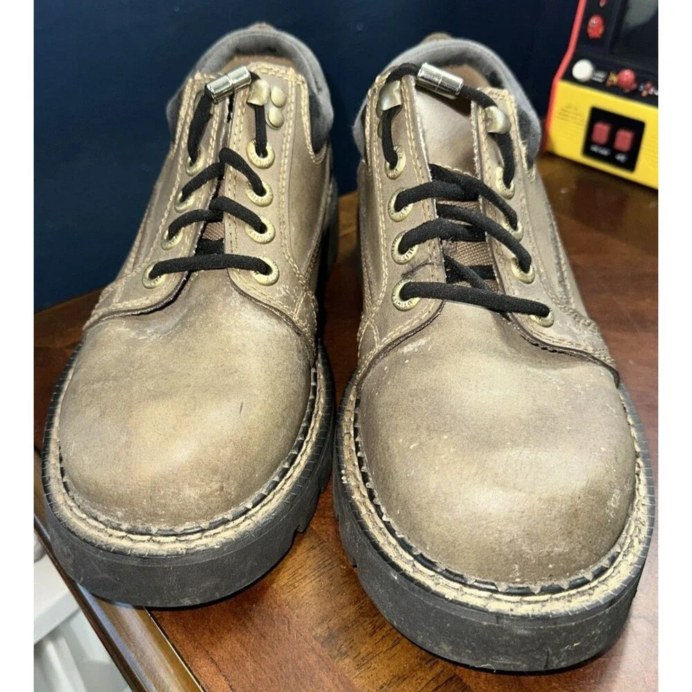 Mens Utility Steel Toe Work Shoes Size 9 Taupe